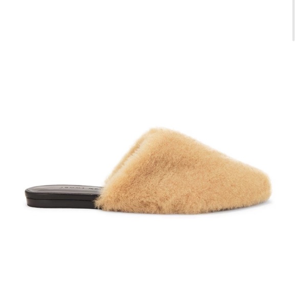 Jenni Kayne Shearling Mules Natural Tan Pointed Toe - Picture 2 of 10